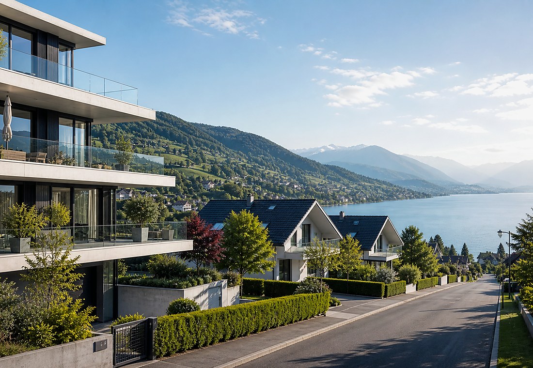Visuel immobilier premium local pour Gampelen
